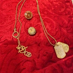 Gold Pendant Necklace and stud earrings